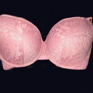 Bebe SPORT ** 34DD Hot Pink Lace Padded Bra, inside lined with leopard fabric